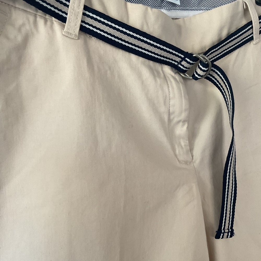 Crown & Ivy High Rise Belted Shorts Women Size 12 NWT Beige Summer Cute - Picture 4 of 10